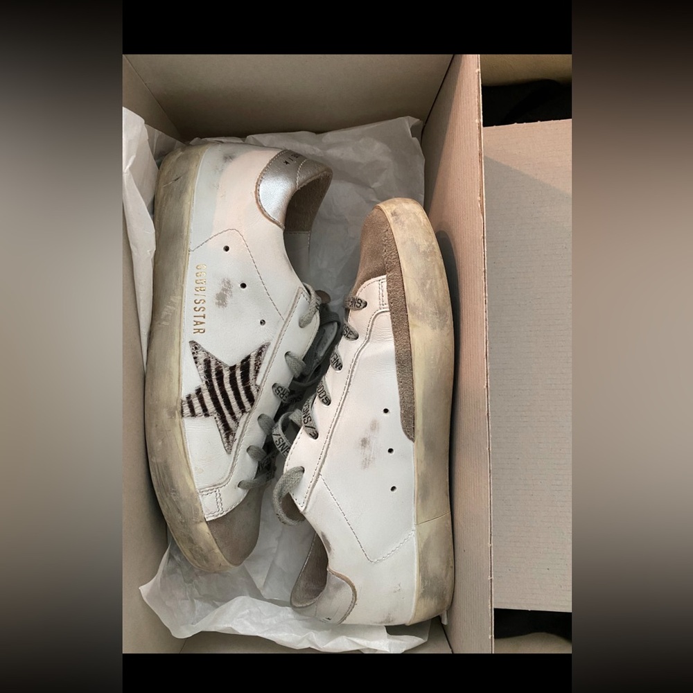 Size 36 zebra star Golden Goose shoes.